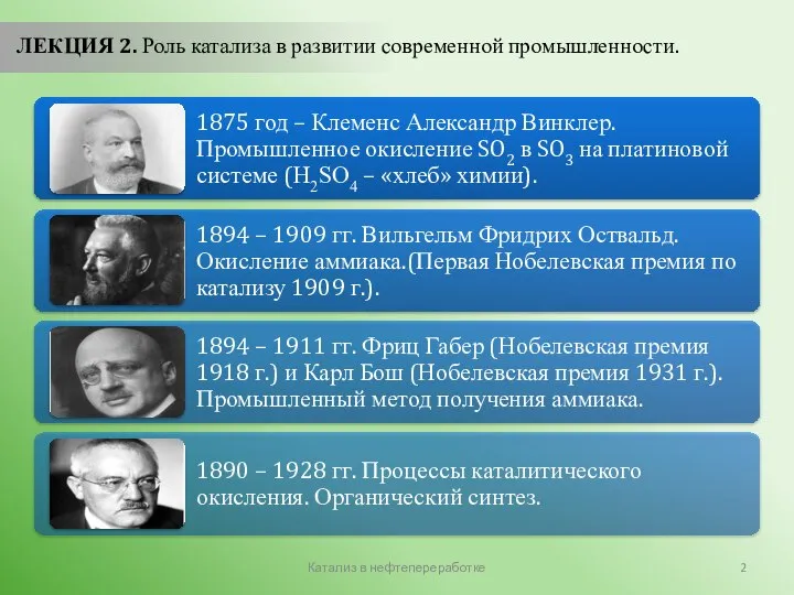 Катализ в нефтепереработке ЛЕКЦИЯ 2. Роль катализа в развитии современной промышленности.