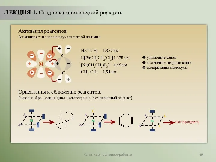 Катализ в нефтепереработке ЛЕКЦИЯ 1. Стадии каталитической реакции. H2C=CH2 1,337 нм