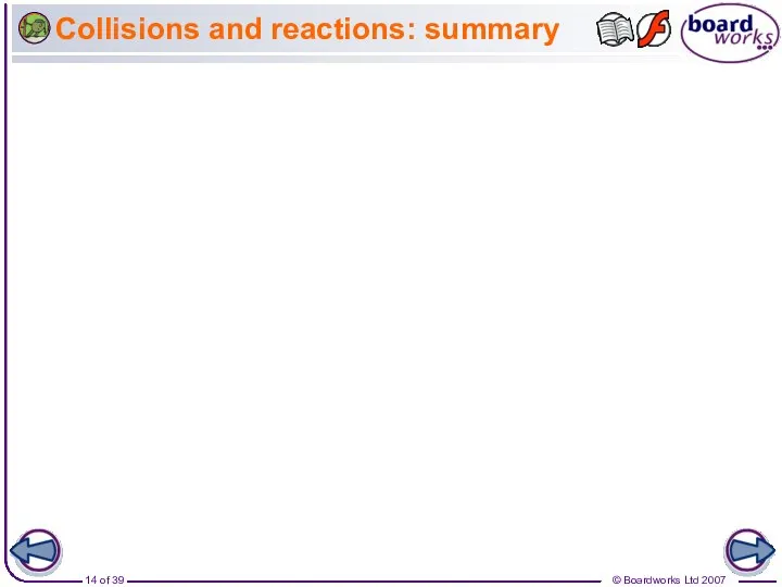 Collisions and reactions: summary