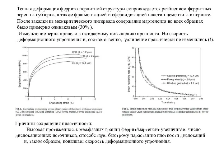 Теплая деформация феррито-перлитной структуры сопровождается разбиением ферритных зерен на субзерна, а