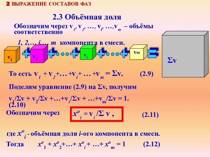 2 ВЫРАЖЕНИЕ СОСТАВОВ ФАЗ Обозначим через v1, v2, …, vi, …,vm