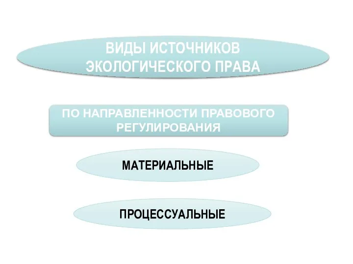 ВИДЫ ИСТОЧНИКОВ ЭКОЛОГИЧЕСКОГО ПРАВА ПО НАПРАВЛЕННОСТИ ПРАВОВОГО РЕГУЛИРОВАНИЯ МАТЕРИАЛЬНЫЕ ПРОЦЕССУАЛЬНЫЕ