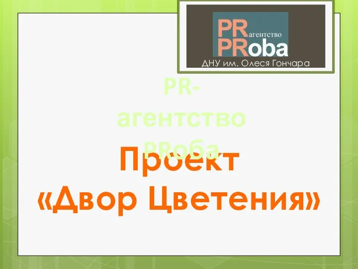 ДНУ им. Олеся Гончара Проект «Двор Цветения» PR- агентство PRоба