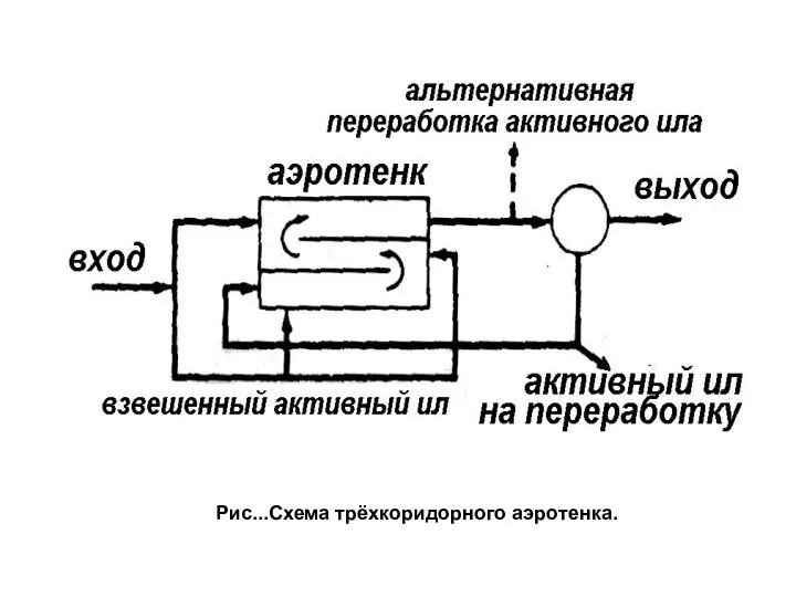 Рис...Схема трёхкоридорного аэротенка.