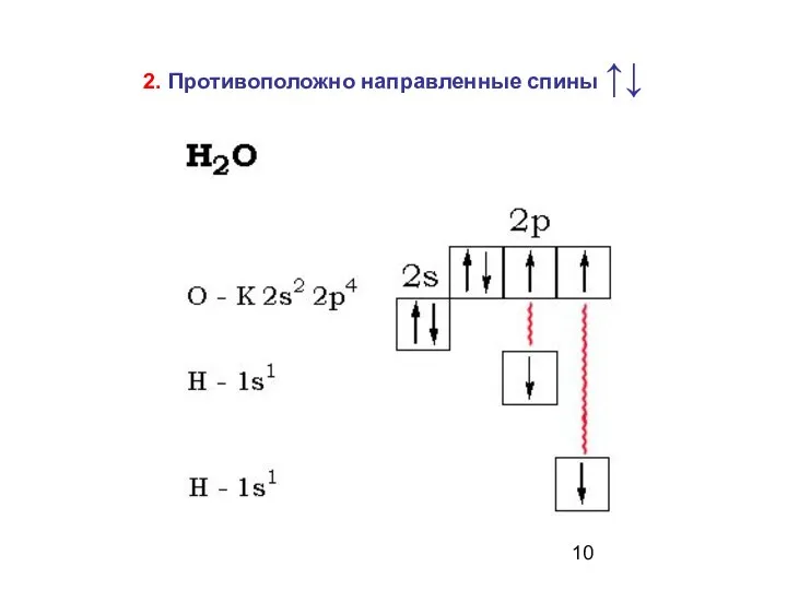 2. Противоположно направленные спины ↑↓