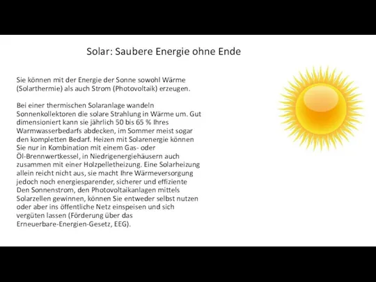 Solar: Saubere Energie ohne Ende Sie können mit der Energie der