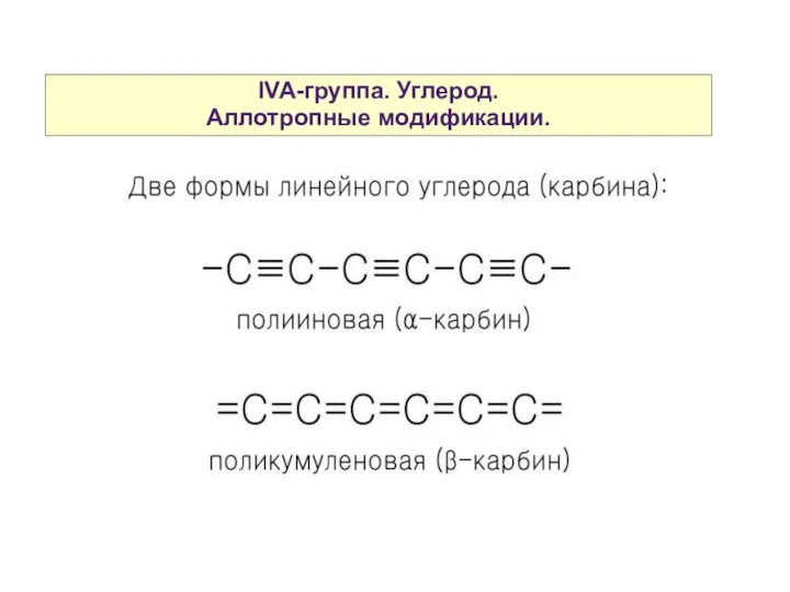 IVA-группа. Углерод. Аллотропные модификации.