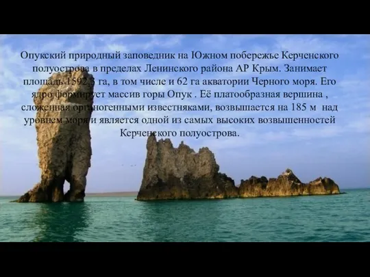 Опукский природный заповедник на Южном побережье Керченского полуострова в пределах Ленинского
