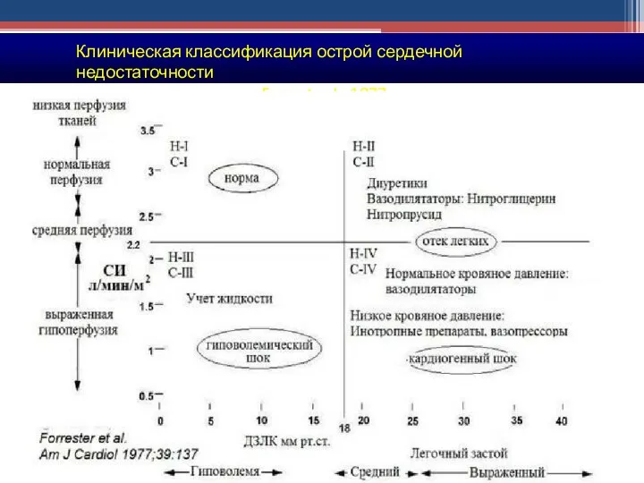 Клиническая классификация острой сердечной недостаточности Forrester J., 1977