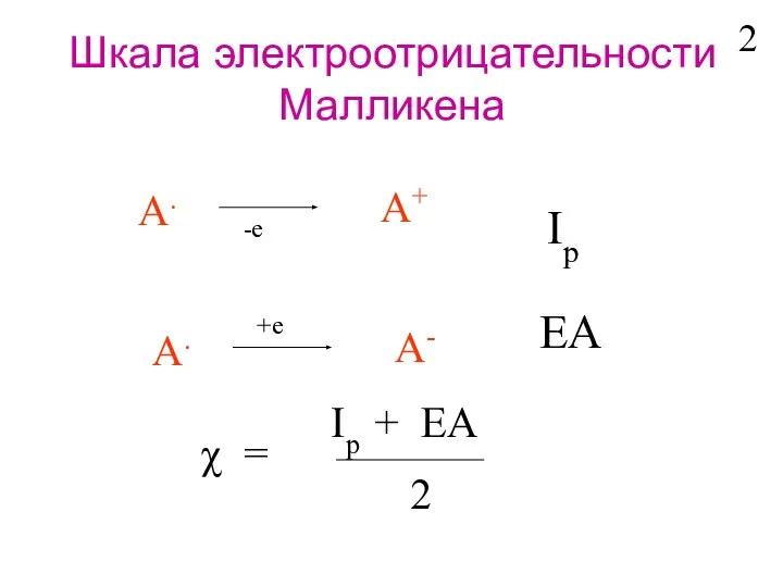 A. A+ -e Ip A. A- +e EA χ = Ip