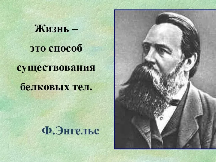 Жизнь – это способ существования белковых тел. Ф.Энгельс