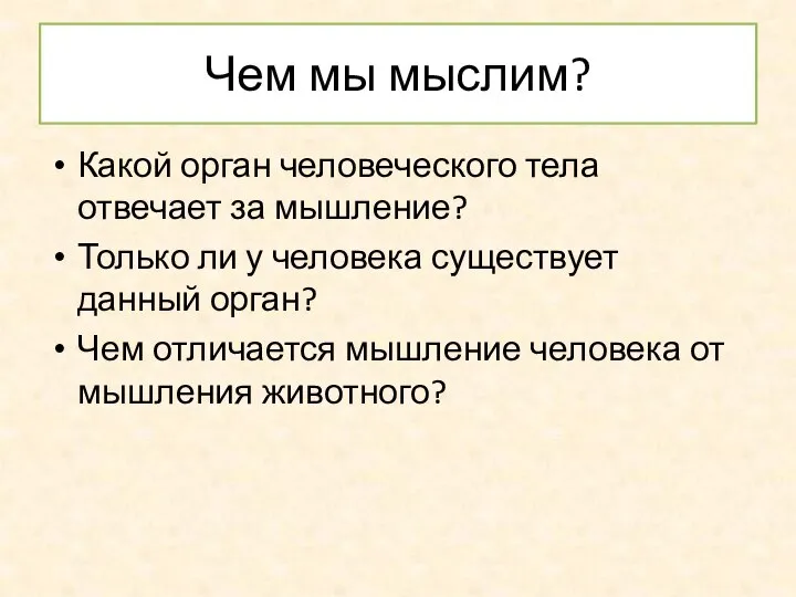 Чем мы мыслим? Какой орган человеческого тела отвечает за мышление? Только