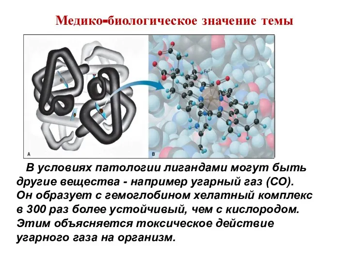 Медико-биологическое значение темы В условиях патологии лигандами могут быть другие вещества