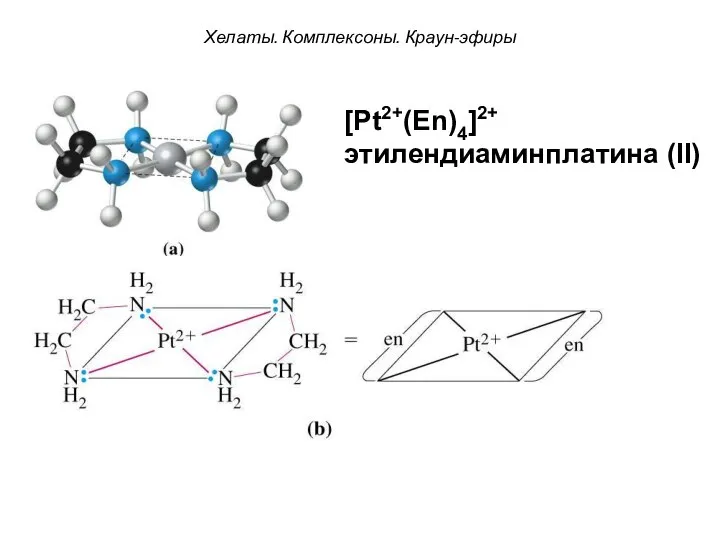 [Pt2+(Еn)4]2+ этилендиаминплатина (II) Хелаты. Комплексоны. Краун-эфиры