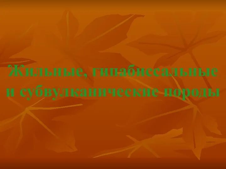 Жильные, гипабиссальные и субвулканические породы