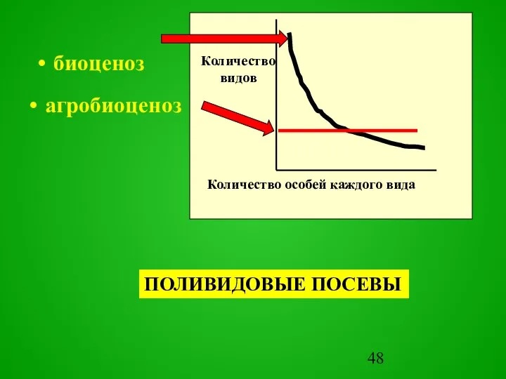 биоценоз Количество особей каждого вида Количество видов агробиоценоз ПОЛИВИДОВЫЕ ПОСЕВЫ