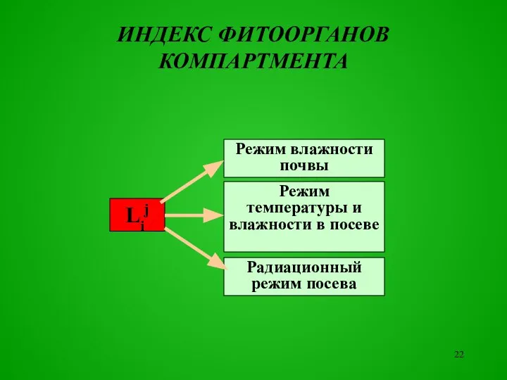 ИНДЕКС ФИТООРГАНОВ КОМПАРТМЕНТА Режим влажности почвы Режим температуры и влажности в посеве Радиационный режим посева