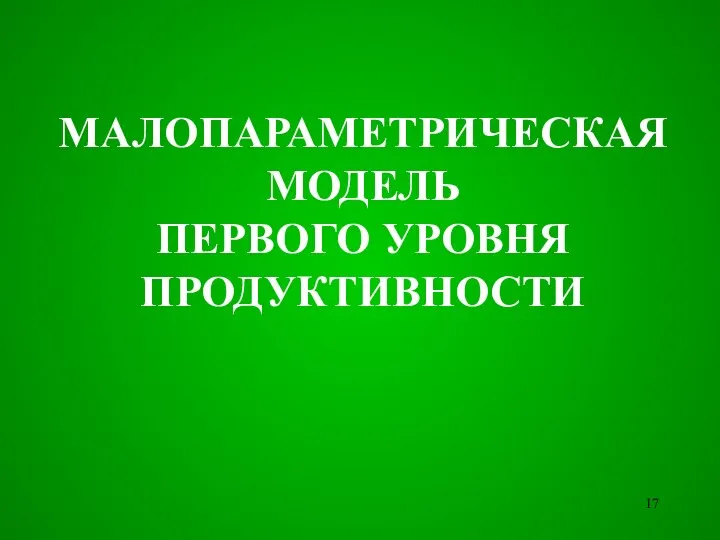 МАЛОПАРАМЕТРИЧЕСКАЯ МОДЕЛЬ ПЕРВОГО УРОВНЯ ПРОДУКТИВНОСТИ