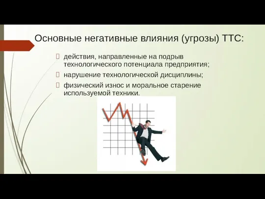 Основные негативные влияния (угрозы) ТТС: действия, направленные на подрыв технологического потенциала