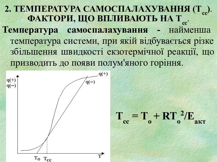 2. ТЕМПЕРАТУРА САМОСПАЛАХУВАННЯ (Тсс). ФАКТОРИ, ЩО ВПЛИВАЮТЬ НА Тсс. Температура самоспалахування