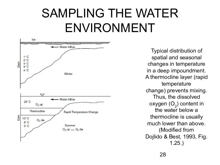 SAMPLING THE WATER ENVIRONMENT Typical distribution of spatial and seasonal changes