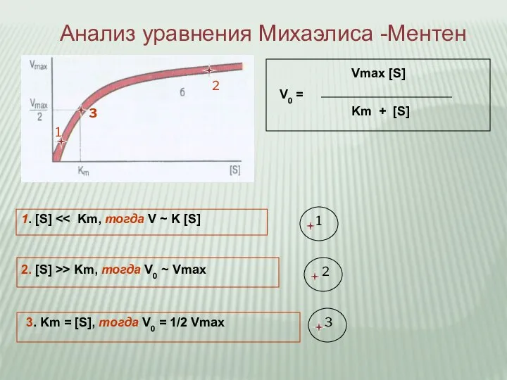 Анализ уравнения Михаэлиса -Ментен 3. Km = [S], тогда V0 =