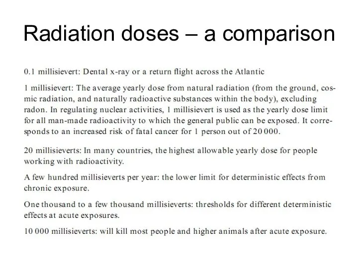 Radiation doses – a comparison