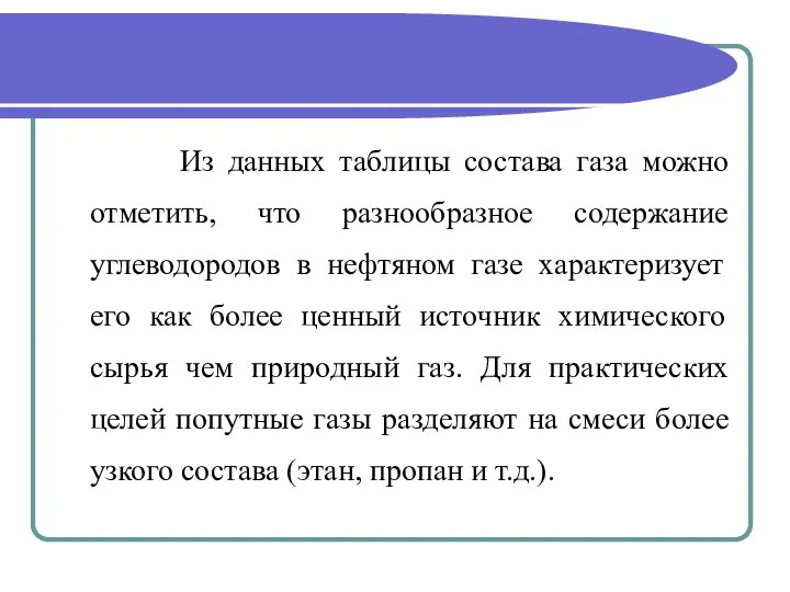 Из данных таблицы состава газа можно отметить, что разнообразное содержание углеводородов