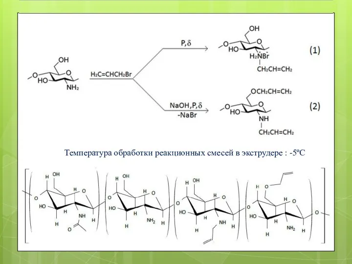 Температура обработки реакционных смесей в экструдере : -5ºС