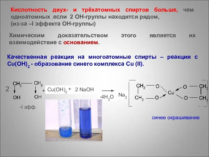 + Cu(OH)2 + 2 NaOH 2 -I эфф. -4H2O Na2 синее