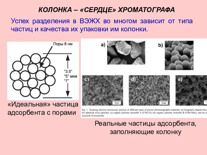 КОЛОНКА – «СЕРДЦЕ» ХРОМАТОГРАФА Успех разделения в ВЭЖХ во многом зависит