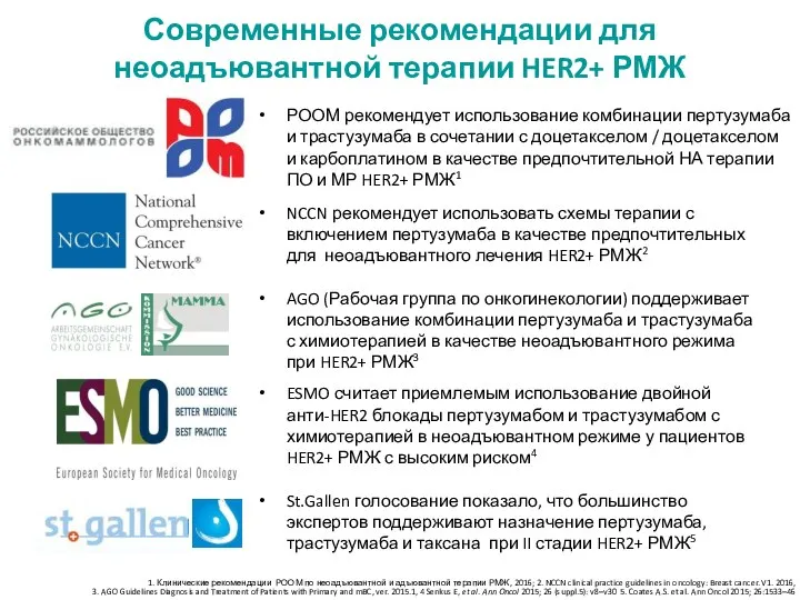 NCCN рекомендует использовать схемы терапии с включением пертузумаба в качестве предпочтительных