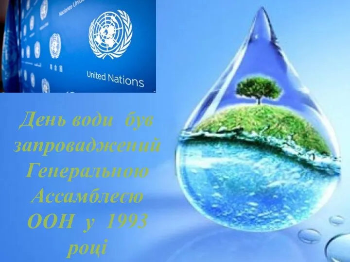 День води був запроваджений Генеральною Ассамблеєю ООН у 1993 році