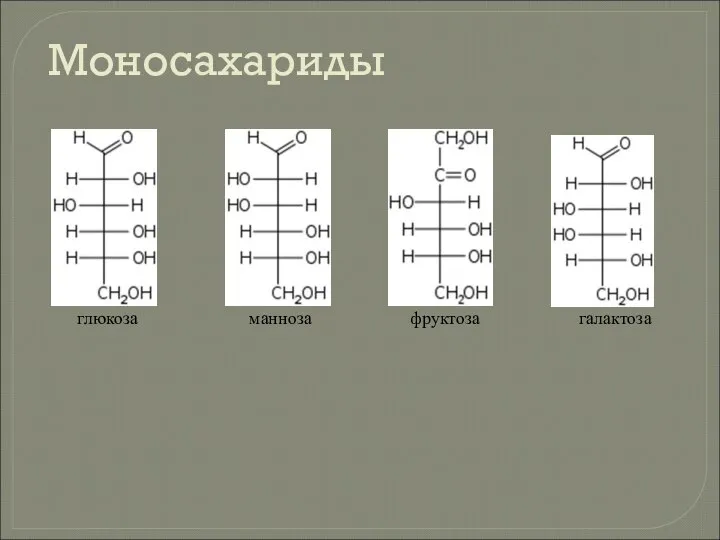 Моносахариды глюкоза манноза галактоза фруктоза