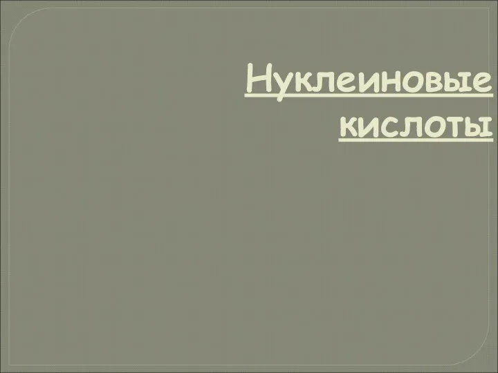 Нуклеиновые кислоты