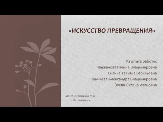 Из опыта работы: Чанжалова Галина Владимировна Силина Татьяна Васильевна Коничева Александра