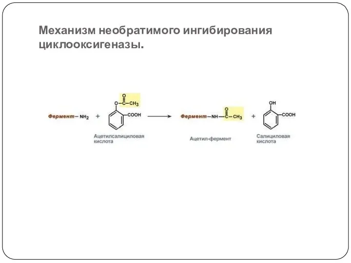 Механизм необратимого ингибирования циклооксигеназы.