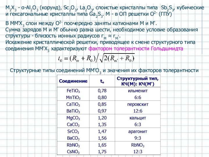 В ММ‘X3 слои между О2- поочередно заняты катионами М и М'.