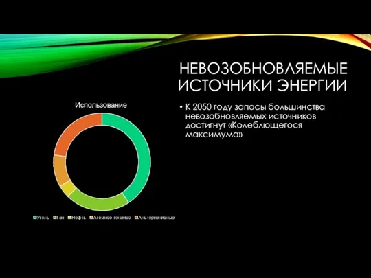 НЕВОЗОБНОВЛЯЕМЫЕ ИСТОЧНИКИ ЭНЕРГИИ К 2050 году запасы большинства невозобновляемых источников достигнут «Колеблющегося максимума»