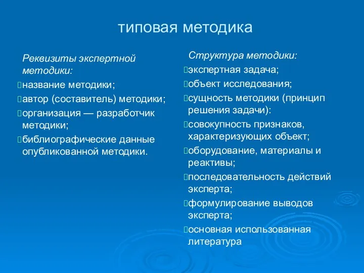 типовая методика Реквизиты экспертной методики: название методики; автор (составитель) методики; организация