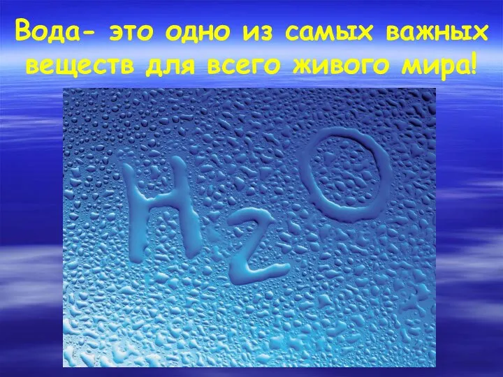 Вода- это одно из самых важных веществ для всего живого мира!