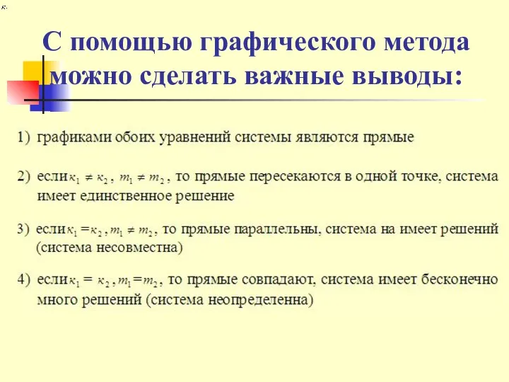 С помощью графического метода можно сделать важные выводы: