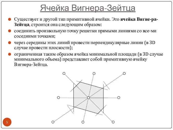 Существует и другой тип примитивной ячейки. Это ячейка Вигне-ра-Зейтца, строится она