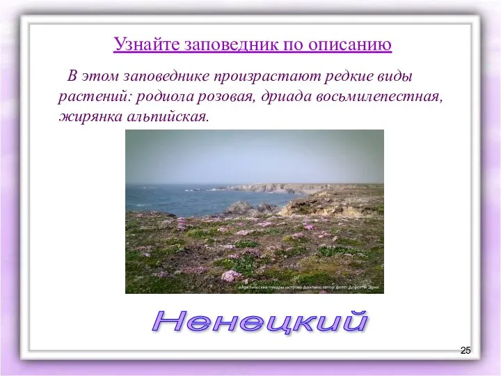 Узнайте заповедник по описанию В этом заповеднике произрастают редкие виды растений: