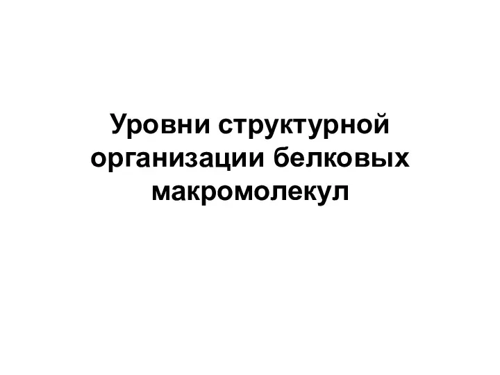 Уровни структурной организации белковых макромолекул