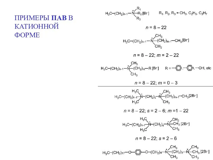 ПРИМЕРЫ ПАВ В КАТИОННОЙ ФОРМЕ