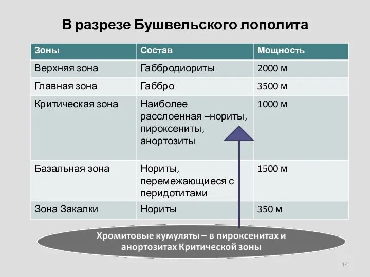 В разрезе Бушвельского лополита