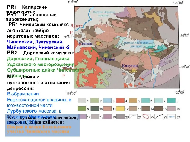 Луктур Майлав KZ Вулканические постройки, покровы, дайки кайнозоя: Покров и некки