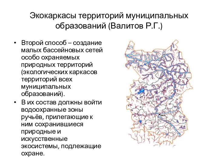 Экокаркасы территорий муниципальных образований (Валитов Р.Г.) Второй способ – создание малых