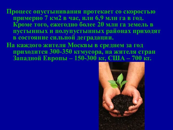 Процесс опустынивания протекает со скоростью примерно 7 км2 в час, или